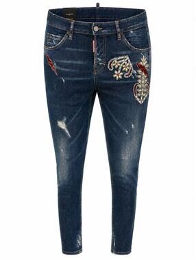 Dsquared2 Cool Girl Jean Embroidered Lightning Bolt Distressed IT38 S72LA0964